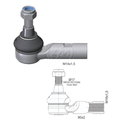 TERMINAL EXTERNA DIRECCION DER/IZQ MB SPRINTER 10 VW CRAFTER 06 L:90 RC:M16-1,50 RP:M14-1,50 TP:138N.M MTC 132N.M IC:ÃƒÂ˜17,0 C:1:6