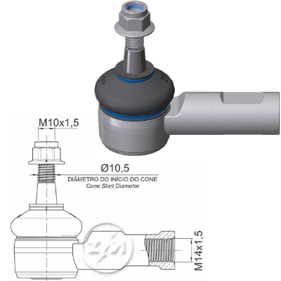 TERMINAL EXTERNA DIRECCION DER/IZQ - CHEVROLET CORSA MACHORP:M10-1.50 RC:M14-1.50 C:1:6 L:78C0.046IC:ÃƒÂ˜10 5RC:M14-1 50RP:M10-1 50