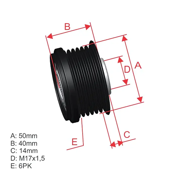 Polea Rueda Libre Audi A1 A2 A3 A4 A6 Q3 Seatibiza 1.2 Skoda Fabia 1.2 1.4 1.6 Vw Bora Fox Jetta16 X 6 F00M599534 5377