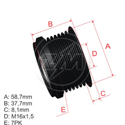 POLEA RUEDA LIBRE MAZDA BT50 FORD RANGER 2.2TOYOTA FORTUNER 3.0 HILUX 2.5 VIGO = 5531 7X16U20118W10 274150L020 F00M349878