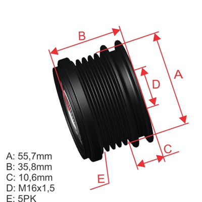 POLEA RUEDA LIBRE VOLVO C70 II V40 C30 S40 V40 V505X16 0121615014 6M5T10300SA 30773111 3600061336001497