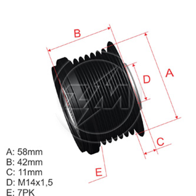 POLEA RUEDA LIBRE TOYOTA HILUX FORTUNER HILUXLAND CRUISER VIGO TAHOMA 14X7 274150L0100210401020 5567