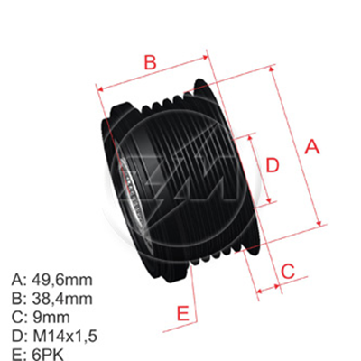 POLEA RUEDA LIBRE BMW X1 X3 Z4 5TOURING FORDB-MAX ECOSPORT FIESTA VI FOCUS III 6X140210402400 96.005.14 5635