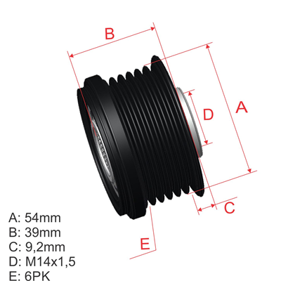 POLEA RUEDA LIBRE HYUNDAI SANTA FE IET KIACARNIVAL SORENTO II SPORTAGE 14X6
