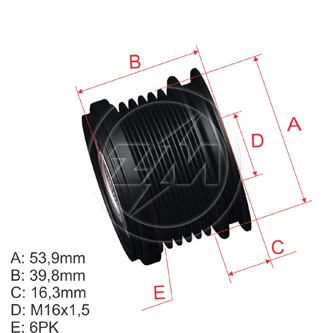 POLEA RUEDA LIBRE CITROEN C-CROSSER 2.2 FORDECOSPORT FIESTA MITSUBISHI OUTLANDER II 2.2PEUGEOT 4007 2.2 6X16 5702G8 5705NF