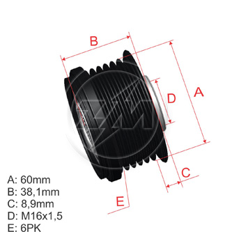 POLEA RUEDA LIBRE KIA IX35 SONATA KIA CARENSSPORTAGE 6X16 2655545 588094 3732125201