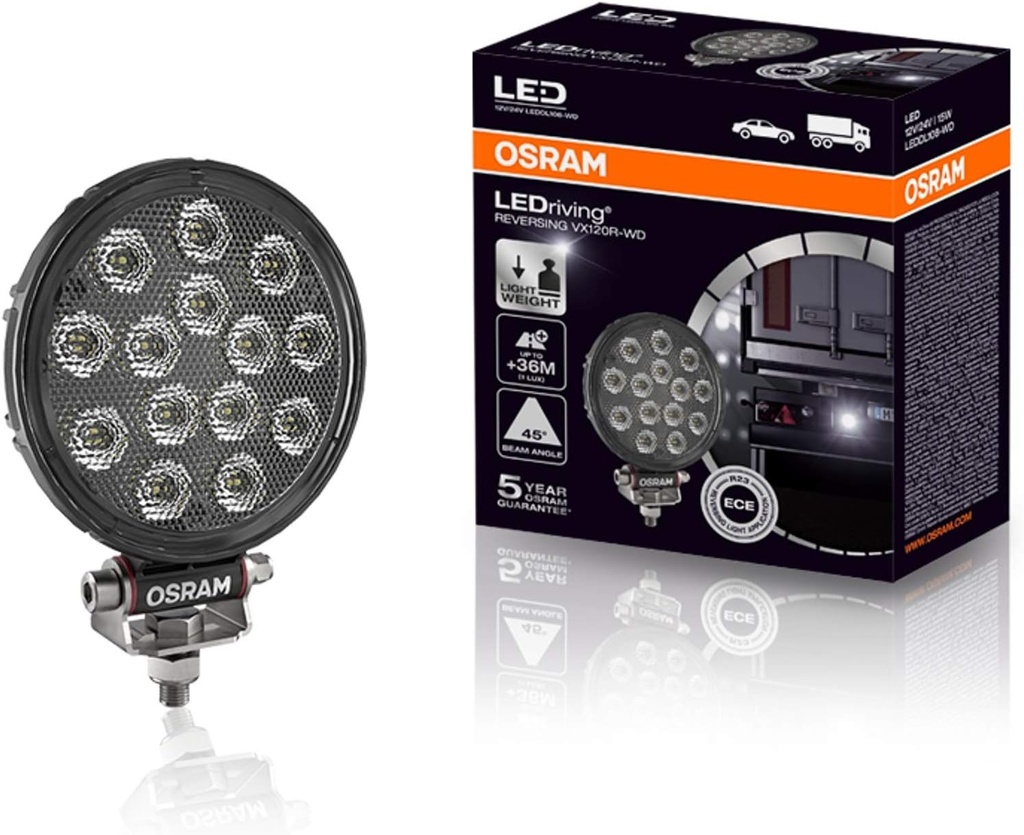 BARRA LED OSRAM EXPLORADORA REDONDA DE REVERSA VX120R-WD 12V/24V 120mm de ancho