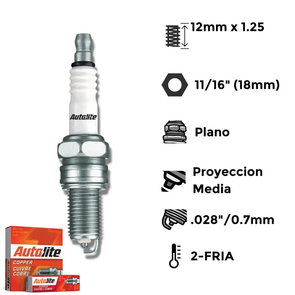 BUJIA AUTOLITE COBRE NÍQUEL ESTÁNDAR  - MOTO NGK D6EA
