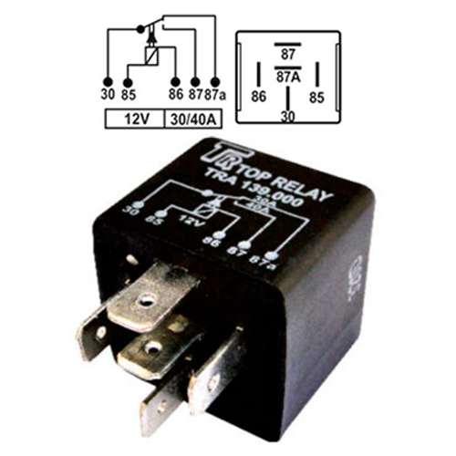 RELE AUXILIAR 5 PATAS 12V 30/40A