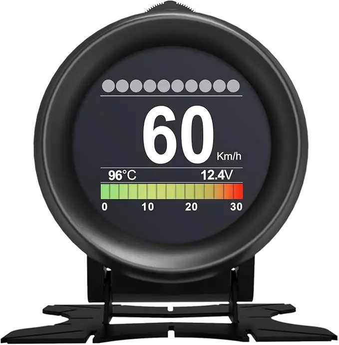 MEDIDOR DIGITAL CON ESCANER OBD2 PARA VEHICULOS CON MEDICION DE TEMPERATURAS RPMS VELOCIMETRO VOLTAJE Y HORA MEDIDA 2.8" X 2.4"
