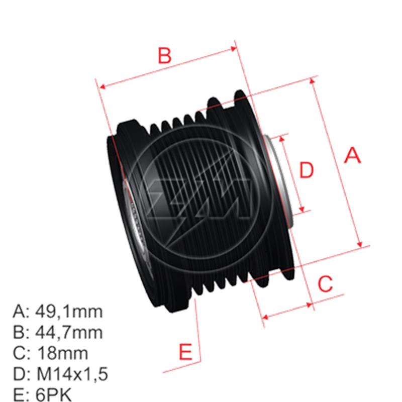Polea Rueda Libre Ford Focus Ii 1.8 2.0 Volvo C30 1.8 06 S40 1.8 04 V50 1.8 6X14 3M5T10300Vc 1042103761 Wcpn36Rcx 5464