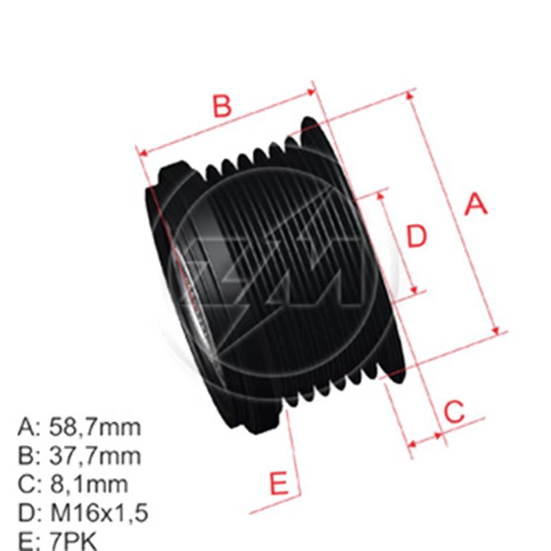 Polea Rueda Libre Mazda Bt50 Ford Ranger 2.2 Toyota Fortuner 3.0 Hilux 2.5 Vigo = 5531 7X16 U20118W10 274150L020 F00M349878