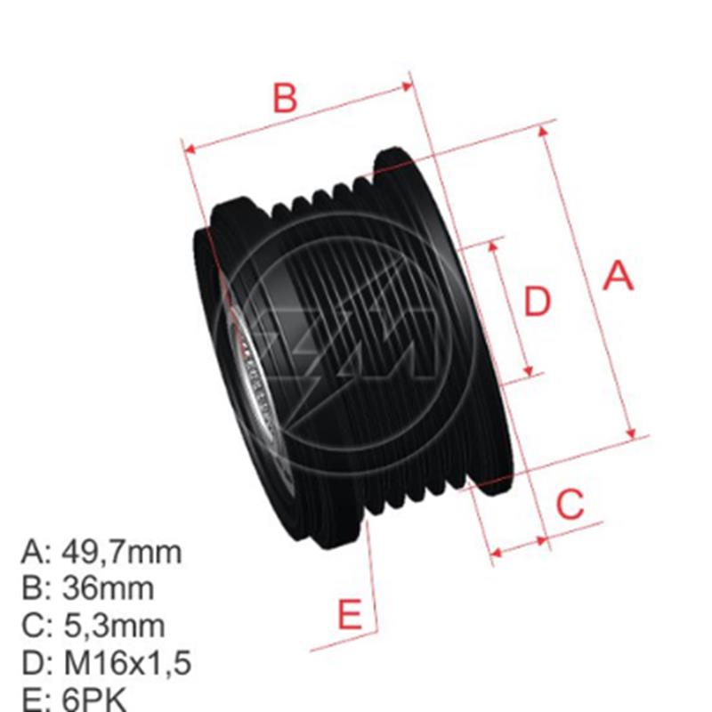 Polea Rueda Libre Mercedes Benz Mb Sprinter 4T 412 612D 614D 812D Ssangyong Actyon Kyron Rexton 6X16 66215531A5 6041500460 5529