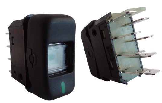 Interruptor De Tecla Buses Marcopolo 2 Posiciones-Indicador De Posicion-Con Retorno- 8P 24V