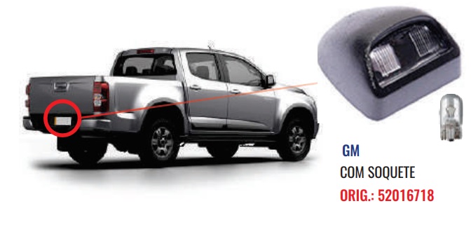 Linterna De La Placa Derecha - Izquierda - Gm - S10 2013 En Adelante - Con Enchufe - Nr. Original 52016718