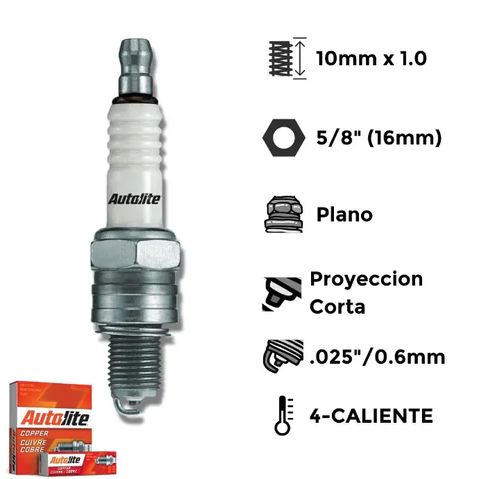 Bujías Autolite Cobre Platino Doble X4 - NGK CR6HSA ACEDELCO S104F CHAMPION Z9Y