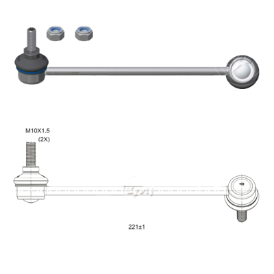[ZM-37011005] LINK FRONTAL DER FIAT IDEA 06-16 STRADA 13-20 L:221 RP:M10-1,50 MTC:46N.M