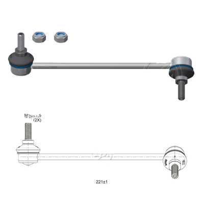 [ZM-37011105] LINK FRONTAL IZQ FIAT IDEA 06-16 STRADA 13-20 L:221 RP:M10-1,50 MTC:46N.M