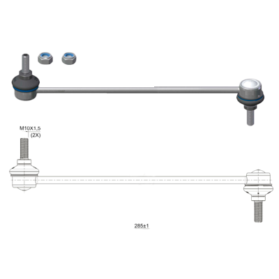 [ZM-37011458] LINK FRONTAL DER/IZQ - FORD ECOSPORT 03/12 FIESTA V 02/08 MAZDA 2 DY 03/07
