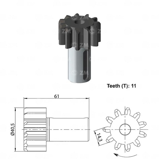 [8590103] PIÑON IVECO FERGUSON CASE FORD L61.10 11D