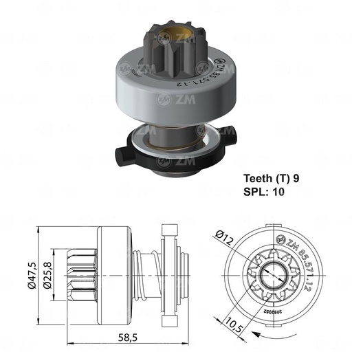 [8557112] BENDIX CHEVROLET CORSA 1.3 1.4 RENAULT CLIO 9D