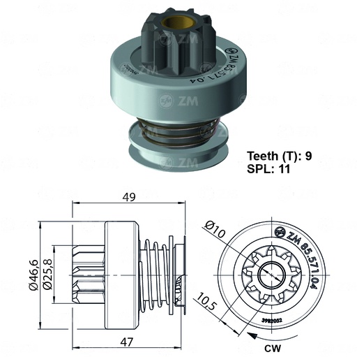 [8557104] BENDIX FIAT NUEVO RENAULT MEGANE DUSTER T-9