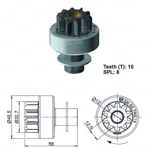 [8579019] BENDIX NISSAN FRONTIER SENTRA T-10 G31.80 L56SPL8 ID12.06 D46.05