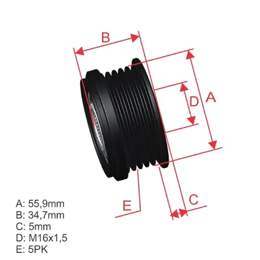[96.000.04] Polea Rueda Libre Audi A4 A9 1.9 Skoda Felicia 1.9 Volskwagen Golf 5X16 028903119An F00M9913905382