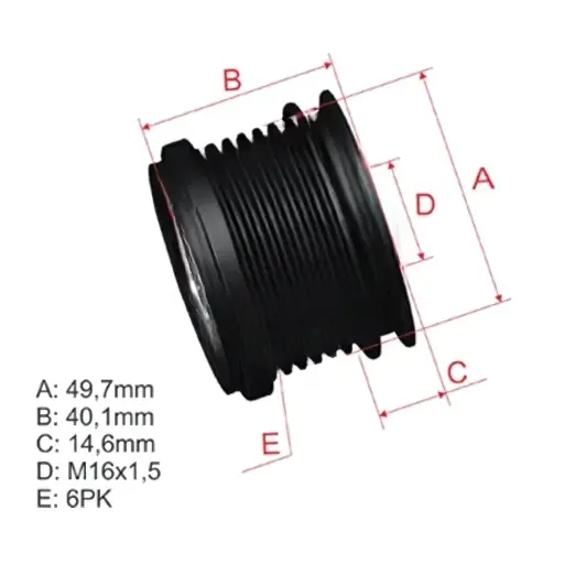 [96.000.37] Polea Rueda Libre Audi A3 A4 A5 A6 Q5 Tt Seat Ibiza Skoda Fabia Octavia Vw Amarok 2.0 Transporter T5 16X6 03G903119B 045903119A