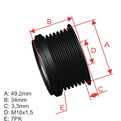 [96.000.75] POLEA RUEDA LIBRE BMW E81 E87 E88 E82 E90 E93E92 TOURING E91 X5 3.0 7X16 123175606780121C00401 OAP7084 5633