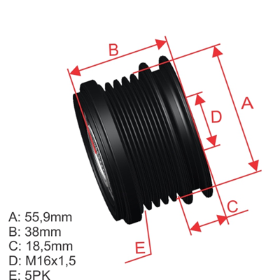 [96.000.77] POLEA RUEDA LIBRE CHEVROLET ASTRA 2.2 VECTRA 2.0ZAFIRA 2.2 OPEL 1204419 1204376 F00M14787596.000.77 16X5