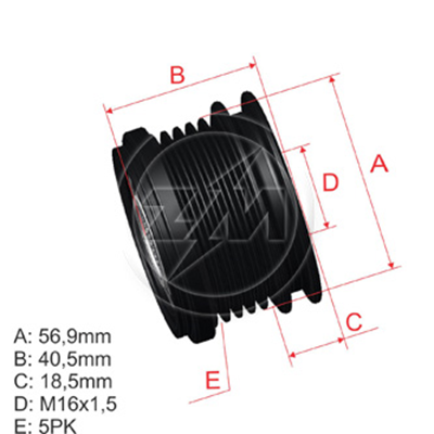 [96.012.25] POLEA RUEDA LIBRE HYUNDAI ACCENT ELANTRA GETZI10 I20 I30 KIA CERATO PICANTO 1.1 05 SOUL 1.6 8X16595286 26555507 37322-2A000