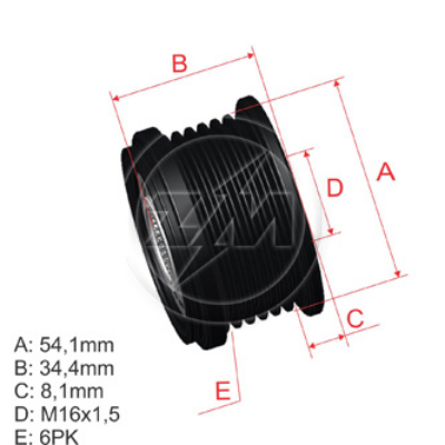 [96.000.34] POLEA RUEDA LIBRE CITROEN BERLINGO C2 C3 C4 C5C8 FIAT DUCATO PEUGEO 306 307 406 LAND ROVER16X6 VOLVO S80 77362558 5450