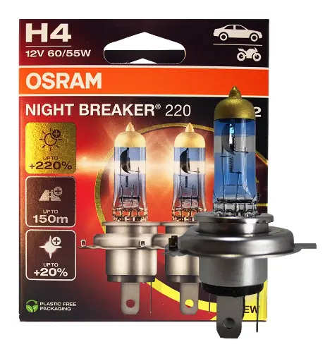 [64193NB220] H4 NIGHT BREAKER 220% 12V 60/55W