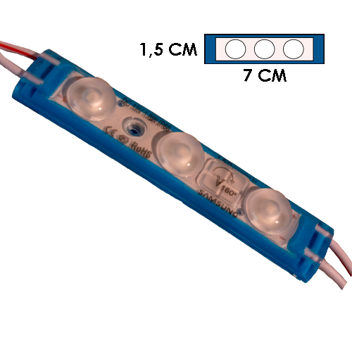 [LYT-7015AZL] MODULO 3LED DIFUSOR AZUL 12V IP-67