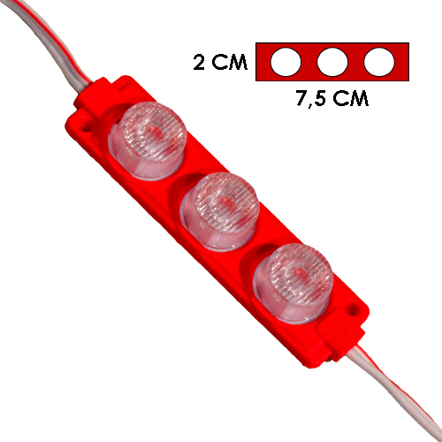 [LYT-7520RJO] MODULO 3LED CON DIFUSOR 3D ROJO 12V IP-67