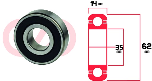 [RYT-6007-2RS] RODAMIENTO 6007 2RS ALT NISSAN CAJA TRACTOR UNIVERSAL