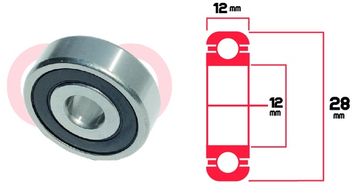 [RYT-6301-2RS] RODAMIENTO 6301 2RS LLANTA FRONTAL MOTOS  UNIVERSAL