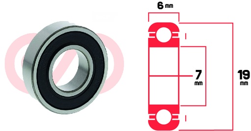 [RYT-607-2RS] RODAMIENTO 607 2RS UNIVERSAL VENTANAS