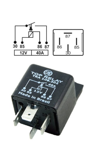 [TRA108202] RELE AUXILIAR 4 PATAS CON SOPORTE UNIVERSAL 12V 40A