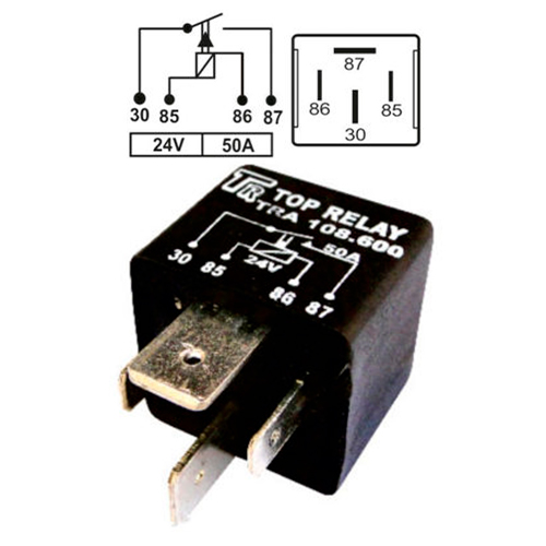 [TRA108600] RELE AUXILIAR DE POTENCIA 4 PATAS 24V 50A