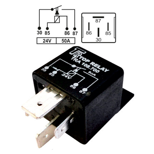 [TRA108700] RELE AUXILIAR DE POTENCIA 4 PATAS CON SOPORTE 24V 50A