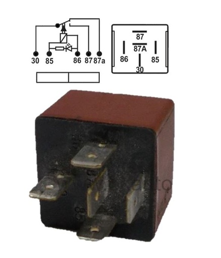 [TRA113412] RELE AUXILIAR 5 PATAS CON DIODO RENAULT 12V TIPO CARTIER