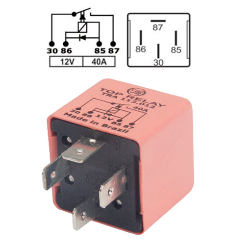 [TRA113012] RELE AUXILIAR 4 PATAS CON DIODO MOTOVENTILADOR RENAULT 12V