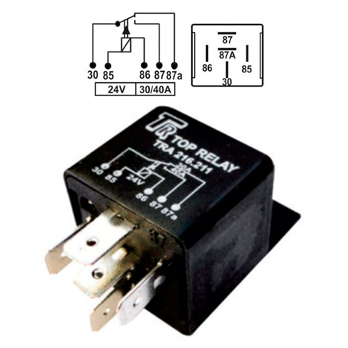 [TRA216211] RELE AUXILIAR 5 PATAS CON SOPORTE 24V 30/40A