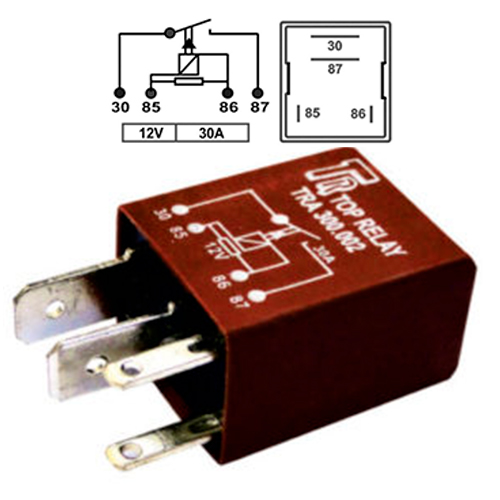 [TRA300002] MINIRELE AUXILIAR  4 PATAS (2 AGUJA) CON RESISTENCIA 12V 30A