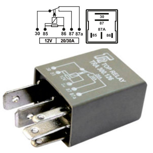 [TRA300126] MINIRELE AUXILIAR  5 PATAS (2 AGUJA) CON RESISTENCIA 12V 20/30A