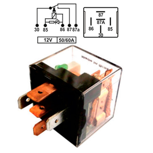 [TRA811512] RELE AUXILIAR 5 PATAS TRANSPARENTE CON LED 12V 30/40A