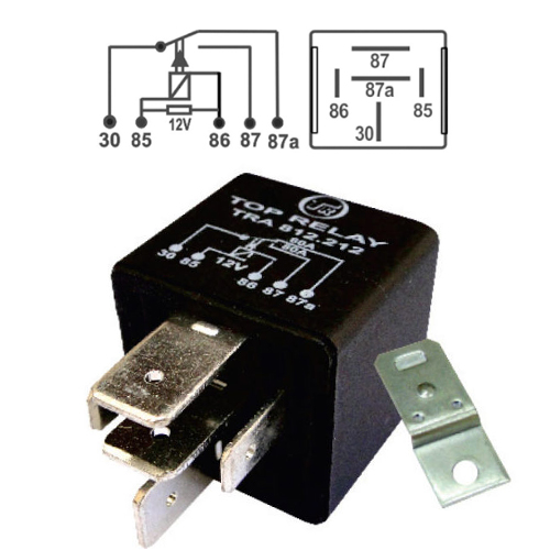 [TRA812212] RELE AUXILIAR 5 PATAS (3 ANCHAS) CON SOPORTE METALICOS 12V 80A TOP RELAY