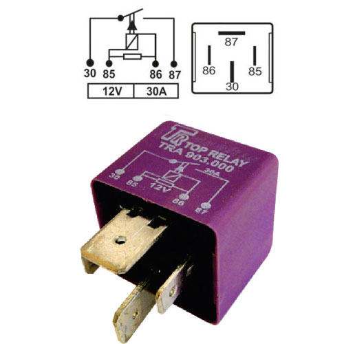 [TRA903000] RELE AUXILIAR 4 PATAS 2 ANCHAS CON RESITENCIAS EN PARALELO 12V 30A CHEVROLET VW